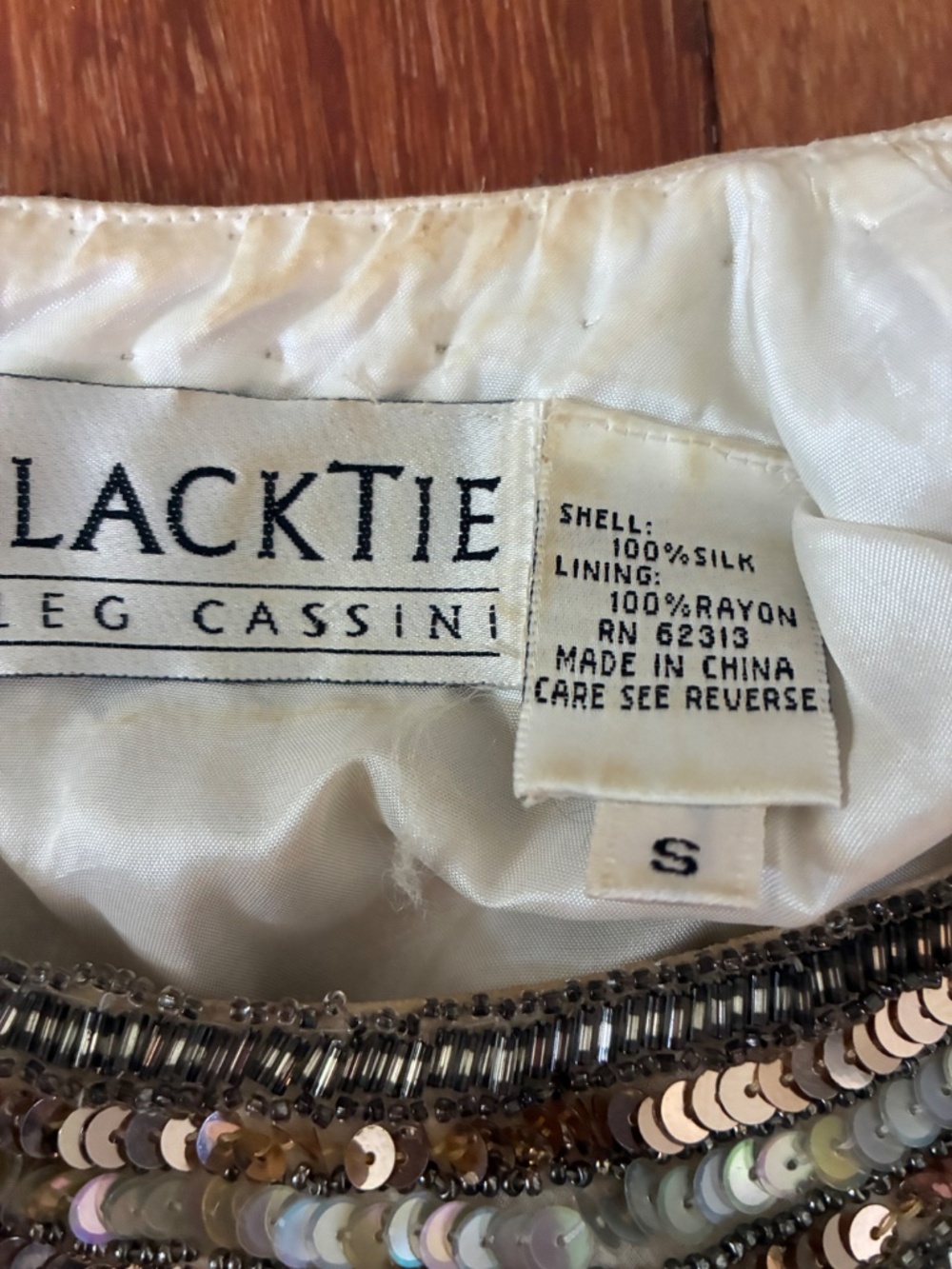 Rare Black Tie Oleg Cassini Vintage Beaded Sequin Silk Evening Top Small - Picture 7 of 10